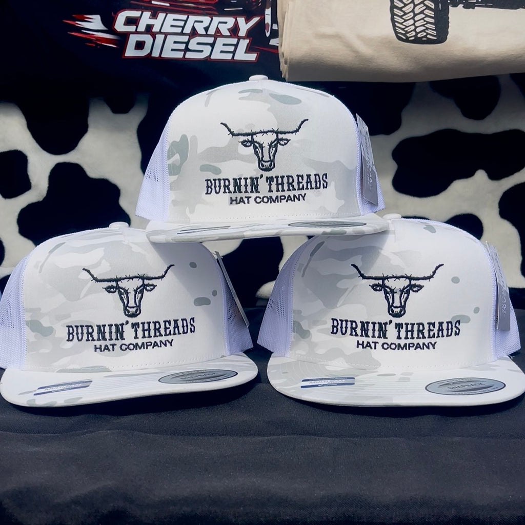 Barbed Bull Trucker Hat MultiCamo White