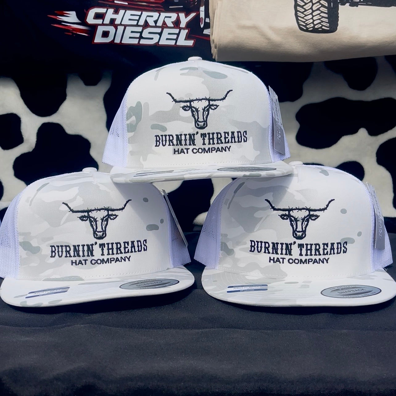 Barbed Bull Trucker Hat MultiCamo White