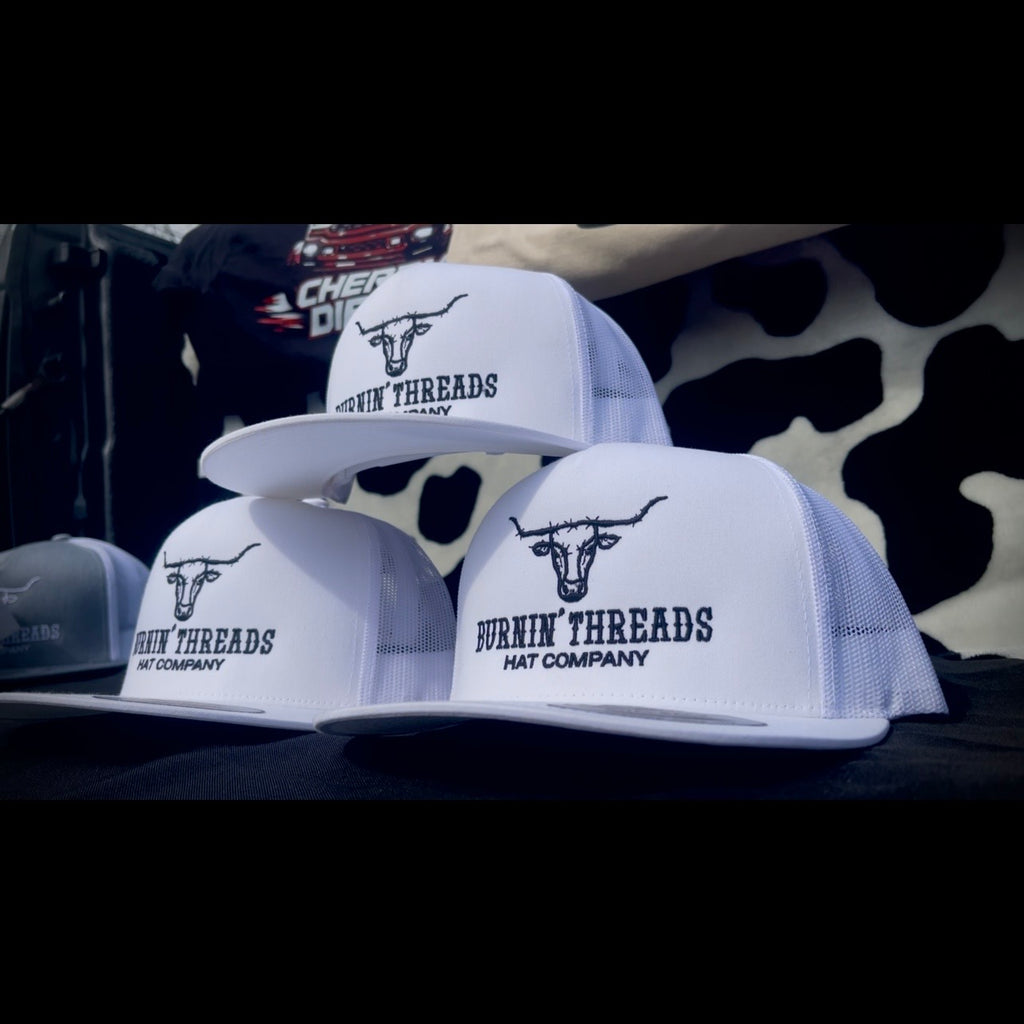 Barbed Bull Trucker Hat White