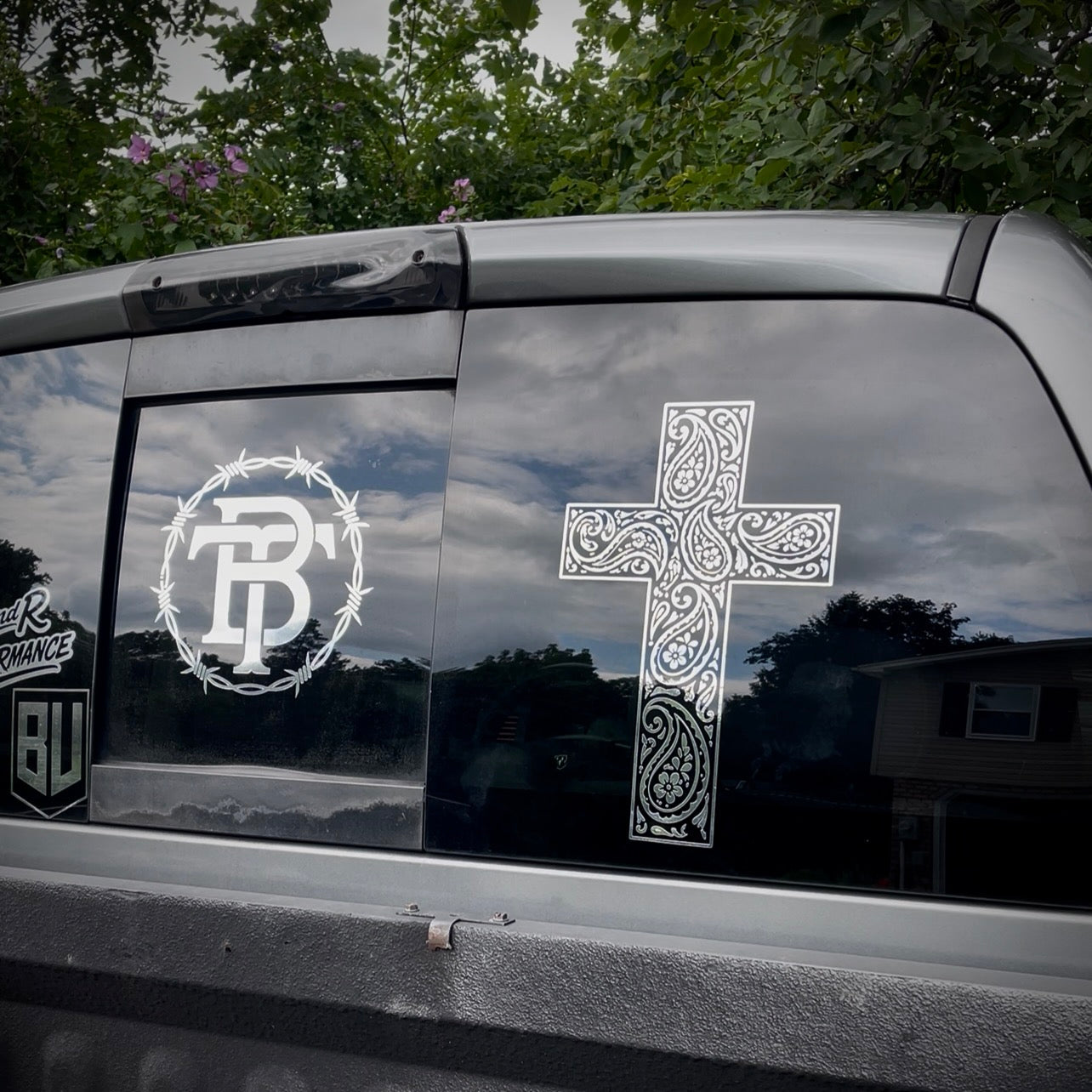 Chrome Paisley Cross Decal