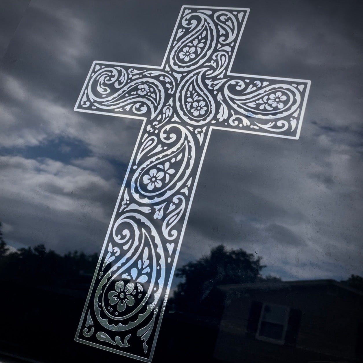 Chrome Paisley Cross Decal