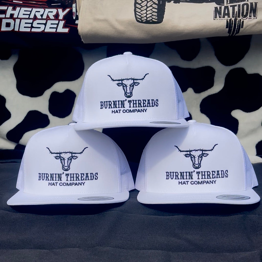 Barbed Bull Trucker Hat White