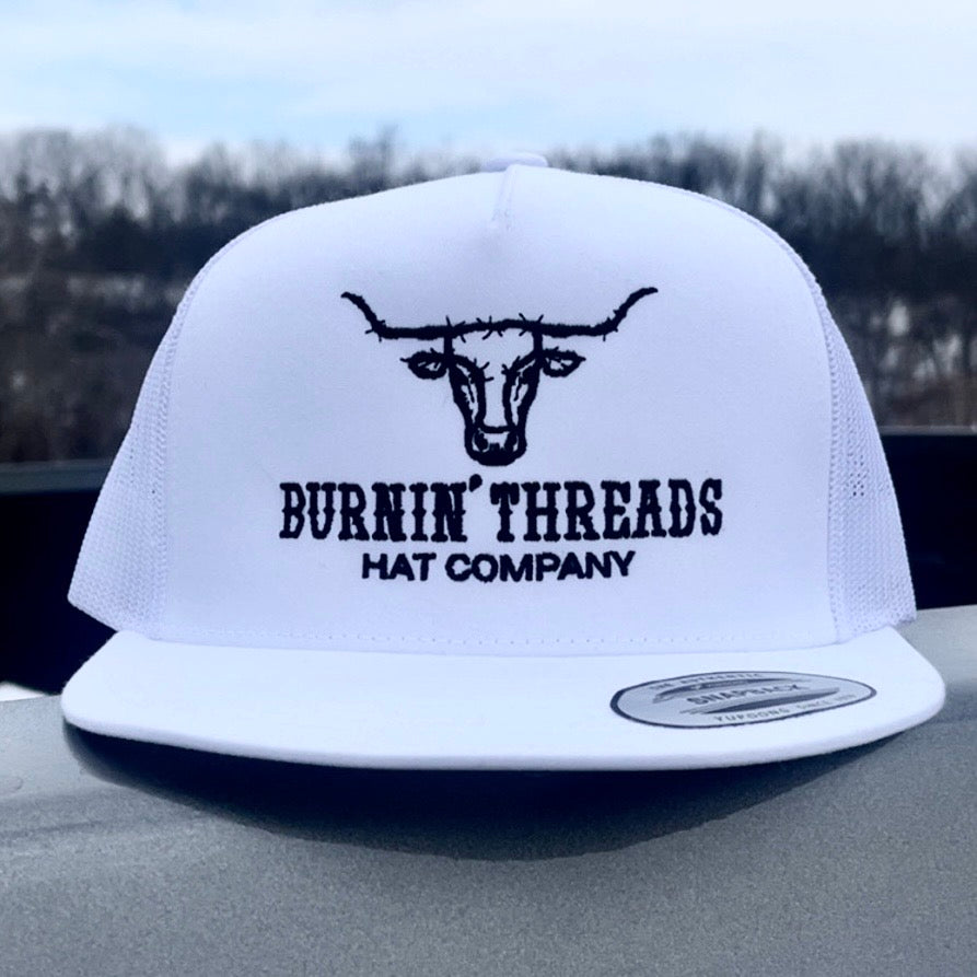 Barbed Bull Trucker Hat White