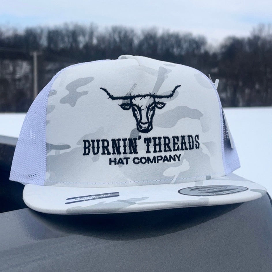 Barbed Bull Trucker Hat MultiCamo White