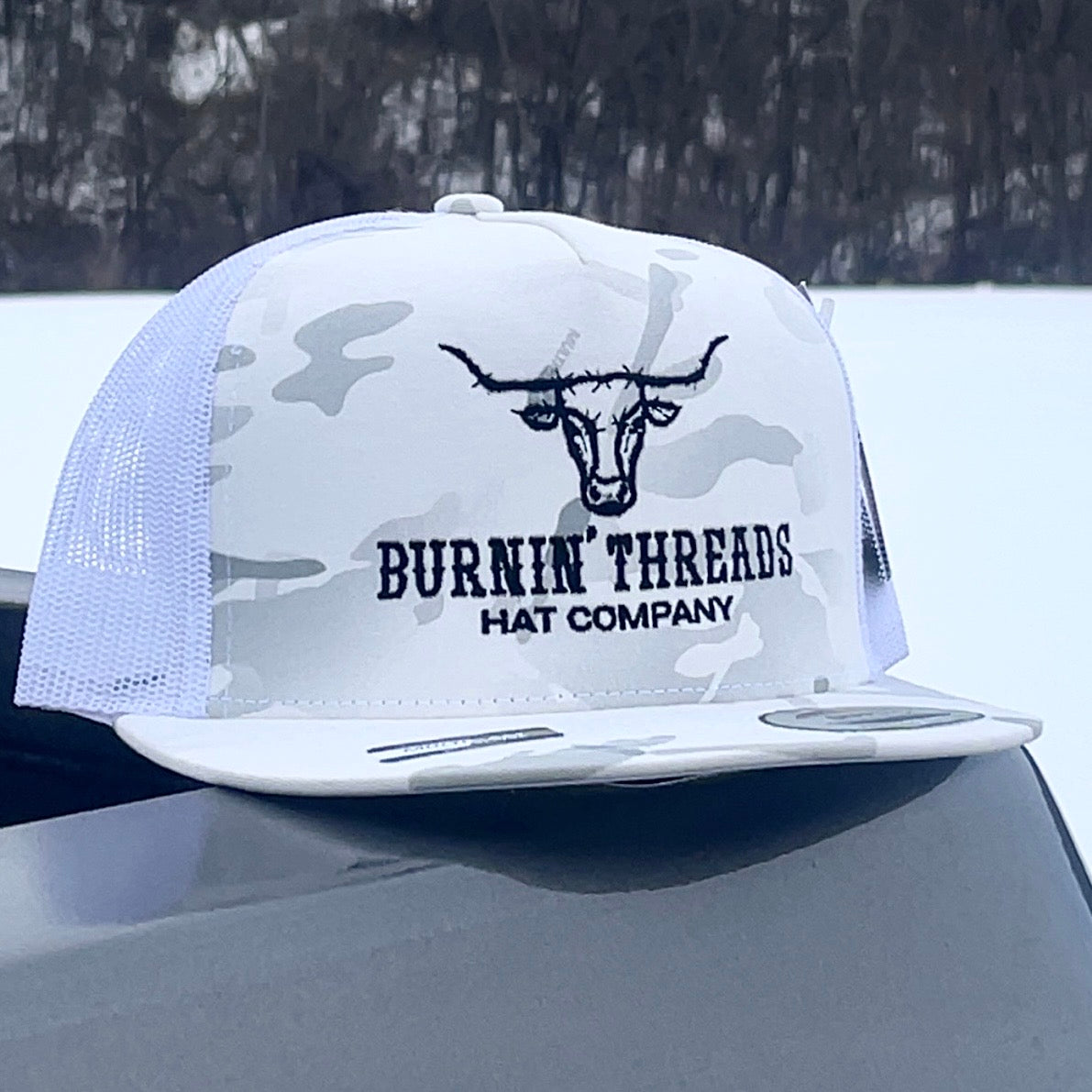 Barbed Bull Trucker Hat MultiCamo White